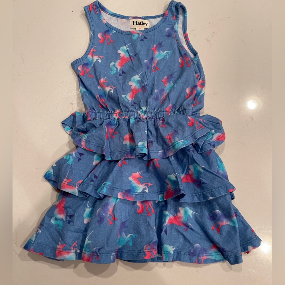 2T Hatley blue unicorn dress